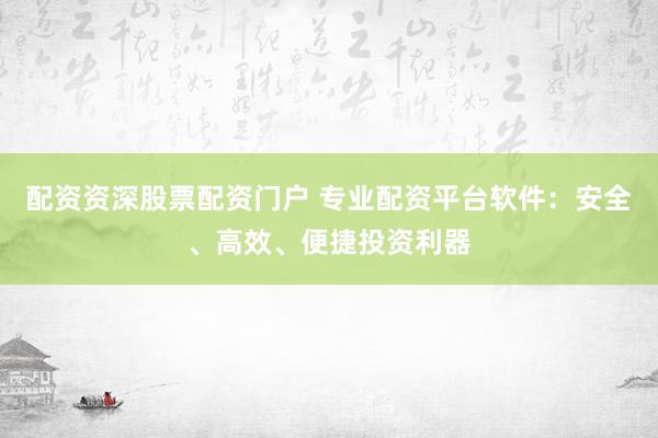 配资资深股票配资门户 专业配资平台软件：安全、高效、便捷投资利器