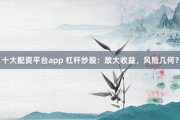 十大配资平台app 杠杆炒股：放大收益，风险几何？
